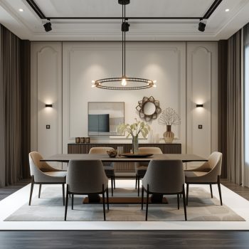 lucid-origin_A_luxury_dining_room_interior_background_on_a_white_studio_backdrop_featuring_an-0